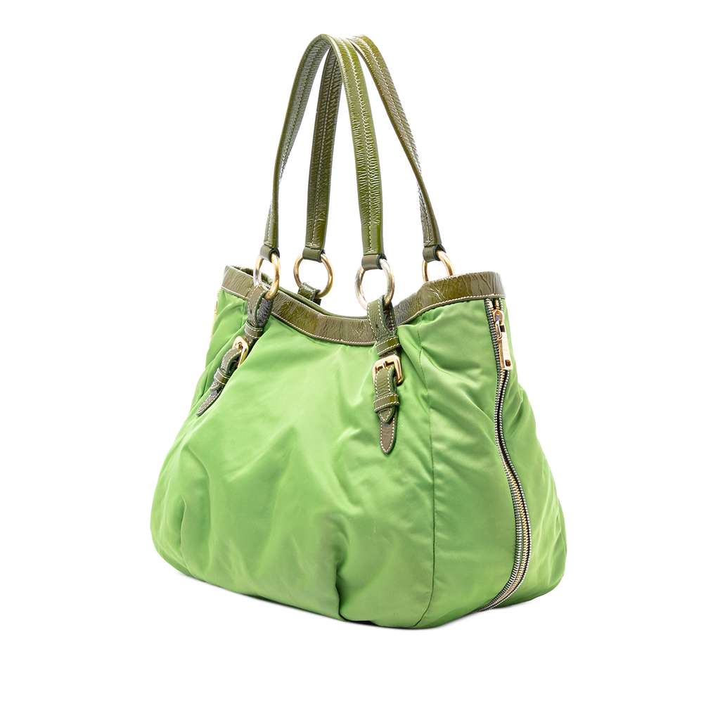 Prada Tessuto Side Zip Tote Green Good condition - Back View