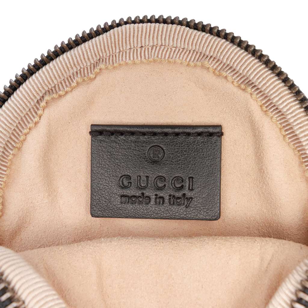 Gucci GG Marmont Matelasse Leather Round Coin Purse on Strap Black Leather Good condition - Box View