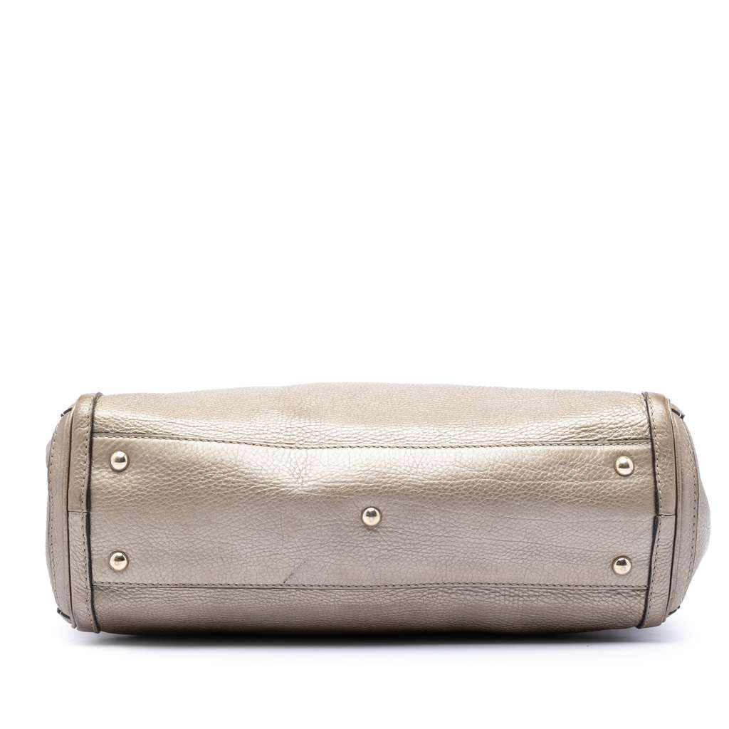Gucci Metallic Grained Leather Bella Tote Gold Leather Good condition - Inside View