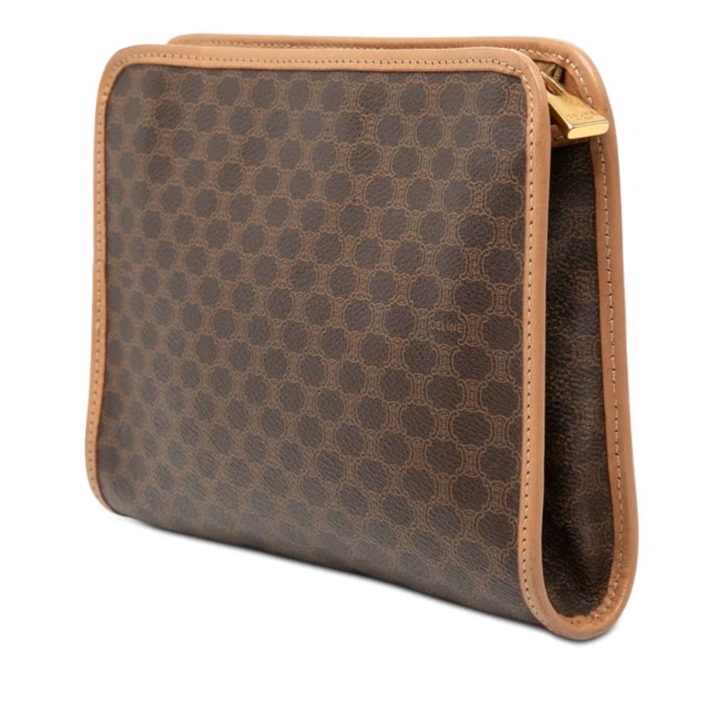 Celine Macadam Coated Canvas Clutch Brown Canvas Good condition - Back View