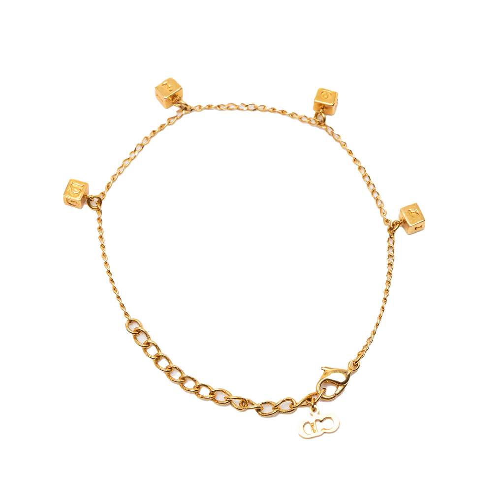 Dior Gold Plated Logo Cube Charm Bracelet Gold Metal Good condition - Inside View