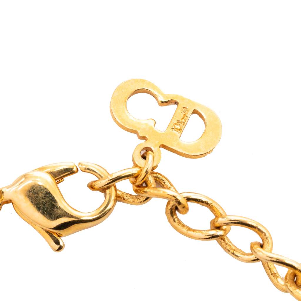 Dior Gold Plated Logo Cube Charm Bracelet Gold Metal Good condition - Model View