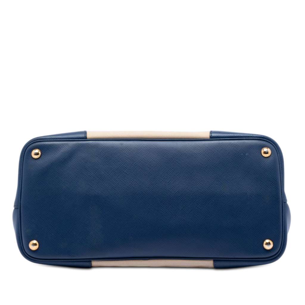 Prada Large Canapa and Saffiano Double Satchel Beige Canvas Good condition - Inside View