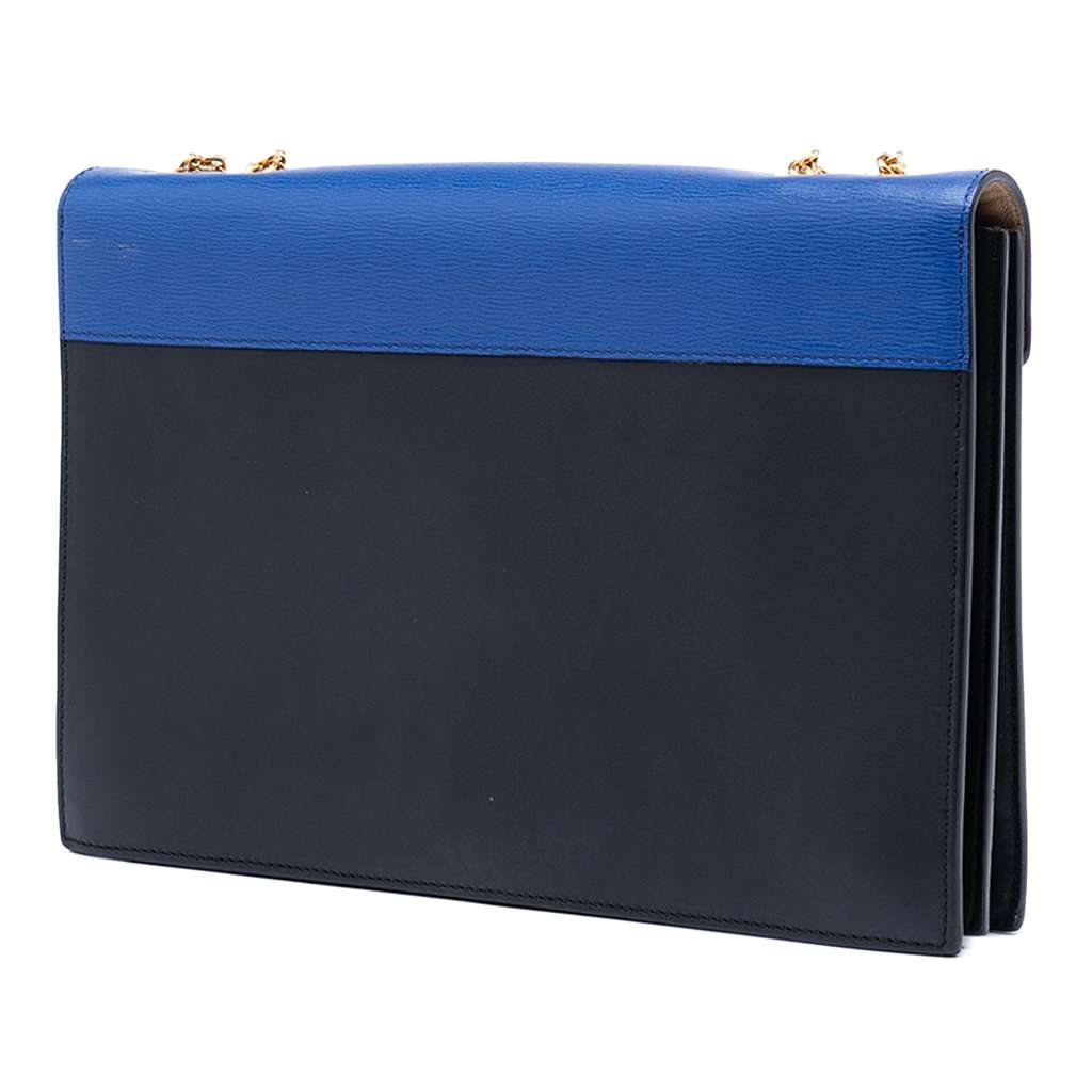 Celine Large Tricolor Calfskin and Suede Pocket Envelope Flap on Chain Black Leather Good condition - Back View