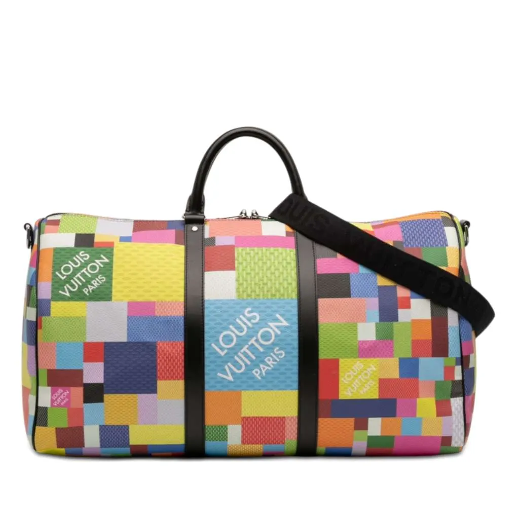 Louis Vuitton Multicolor Damier Graphite 3D Keepall Bandouliere 50 Black Canvas Very good - Front View