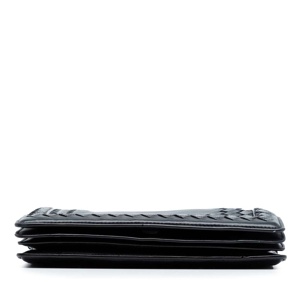 Bottega Veneta Karung Trimmed Nappa Intrecciato Shoulder Bag Black Leather Good condition - Inside View