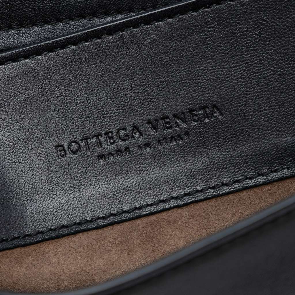 Bottega Veneta Karung Trimmed Nappa Intrecciato Shoulder Bag Black Leather Good condition - Box View
