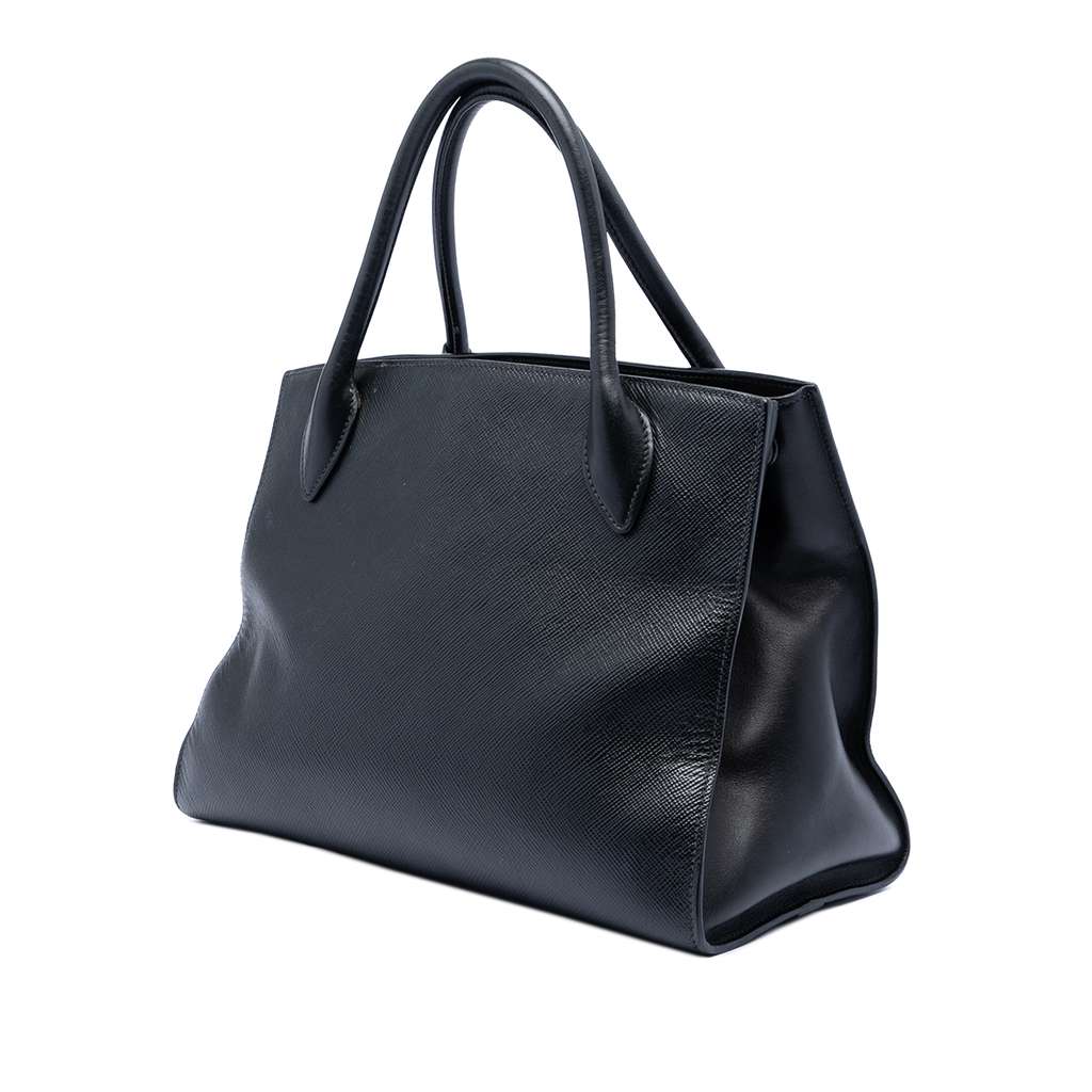 Prada Saffiano Cuir Monochrome Satchel Black Leather Good condition - Back View