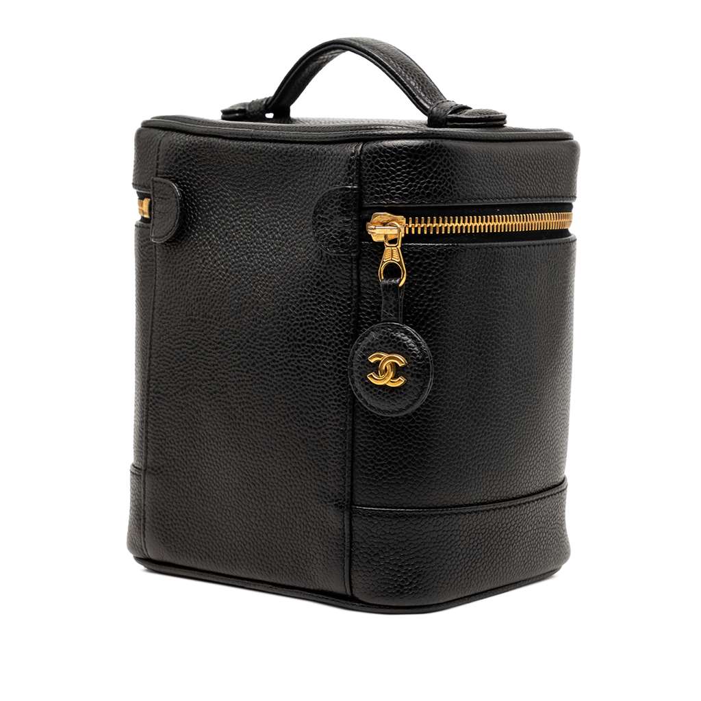 Chanel CC Caviar Vanity Bag Black Leather Good condition - Back View