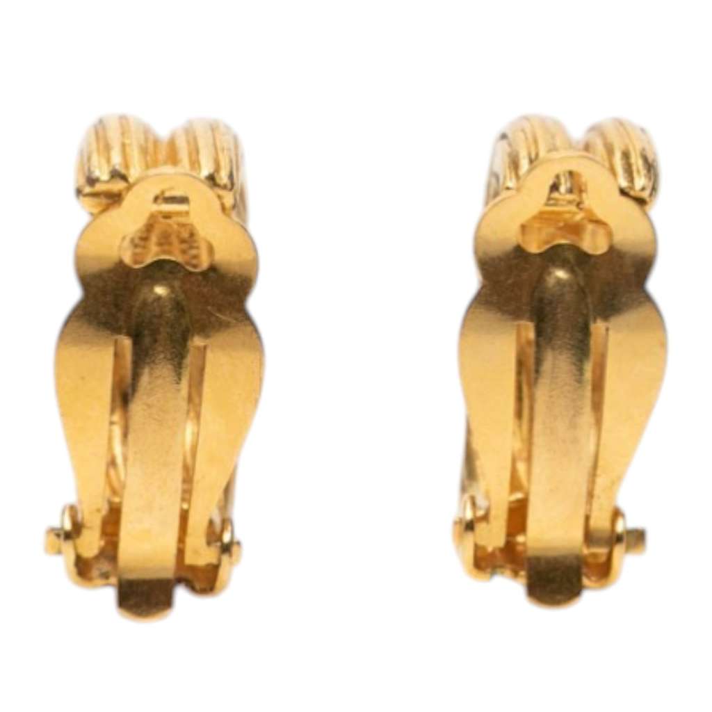 Chanel CC Gold Plated Clip On Earrings Gold Metal Good condition - Back View