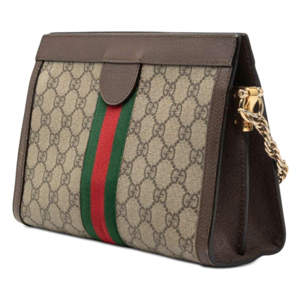 Gucci Small GG Supreme Web Ophidia Chain Crossbody Beige Canvas Good condition - Back View