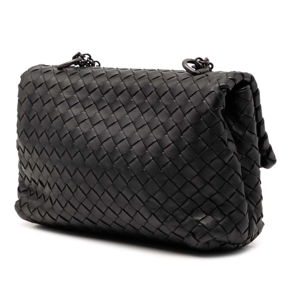 Bottega Veneta Baby Nappa Intrecciato Olimpia Crossbody Black Leather Good condition - Back View