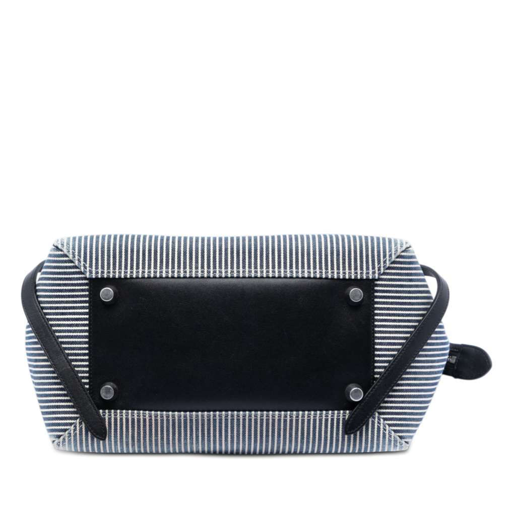 Celine Mini Striped Canvas and Leather Belt Bag Blue Canvas Good condition - Inside View