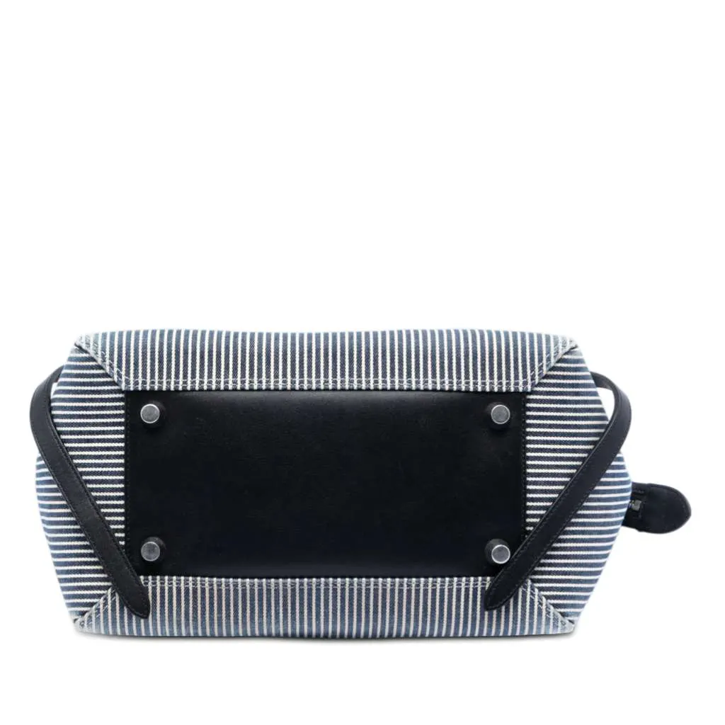 Celine Mini Striped Canvas and Leather Belt Bag Blue Canvas Very good - Inside View