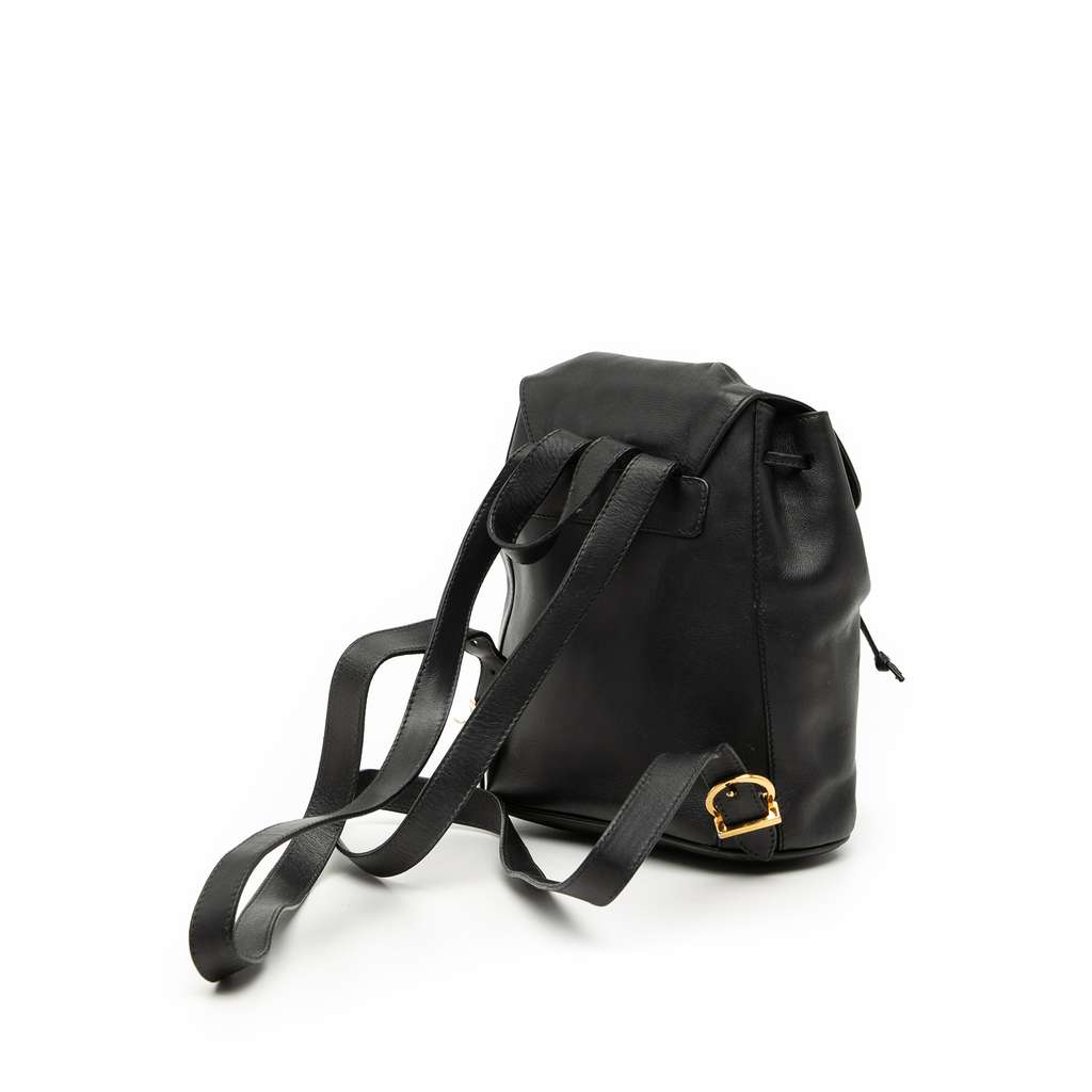 Salvatore Ferragamo Leather Double Gancini Backpack Black Leather Good condition - Back View