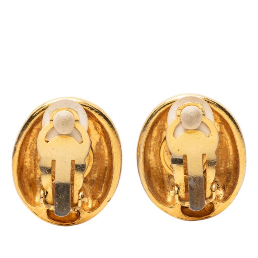 Chanel Gold Plated Mademoiselle Logo Clip On Earrings Gold Metal Good condition - Back View