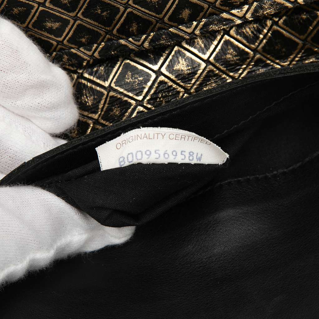 Bottega Veneta Metallic Calfskin Intrecciomirage Chain Flap Crossbody Gold Leather Good condition - Box View