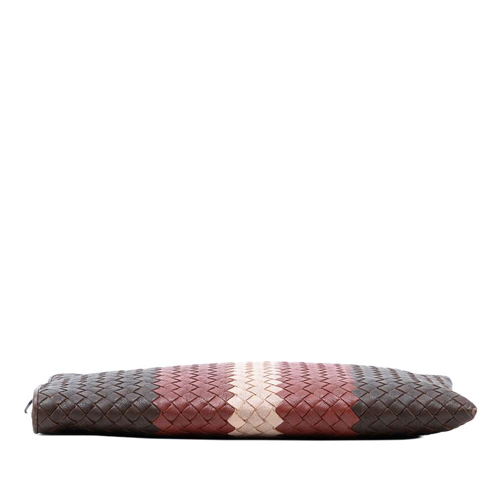 Bottega Veneta Tricolor Nappa Intrecciato Clutch Brown Leather Good condition - Inside View