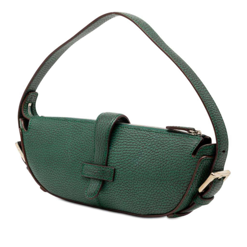 Loewe Mini Pebbled Leather Baguette Boat Bag Green Leather Good condition - Back View