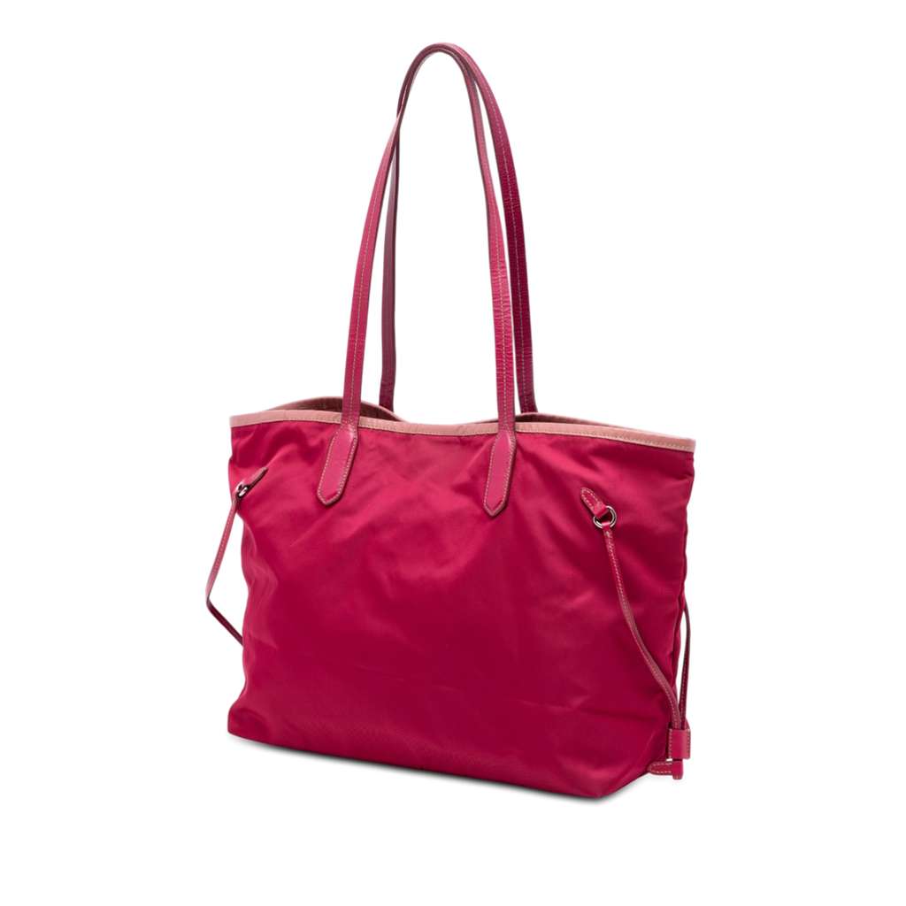 Prada Saffiano Trimmed Tessuto Open Convertible Tote Pink Good condition - Back View