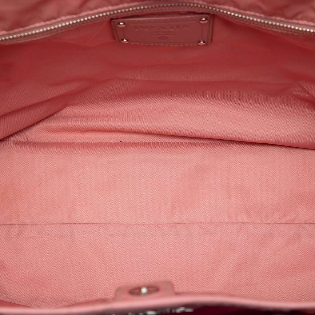 Prada Saffiano Trimmed Tessuto Open Convertible Tote Pink Good condition - Model View