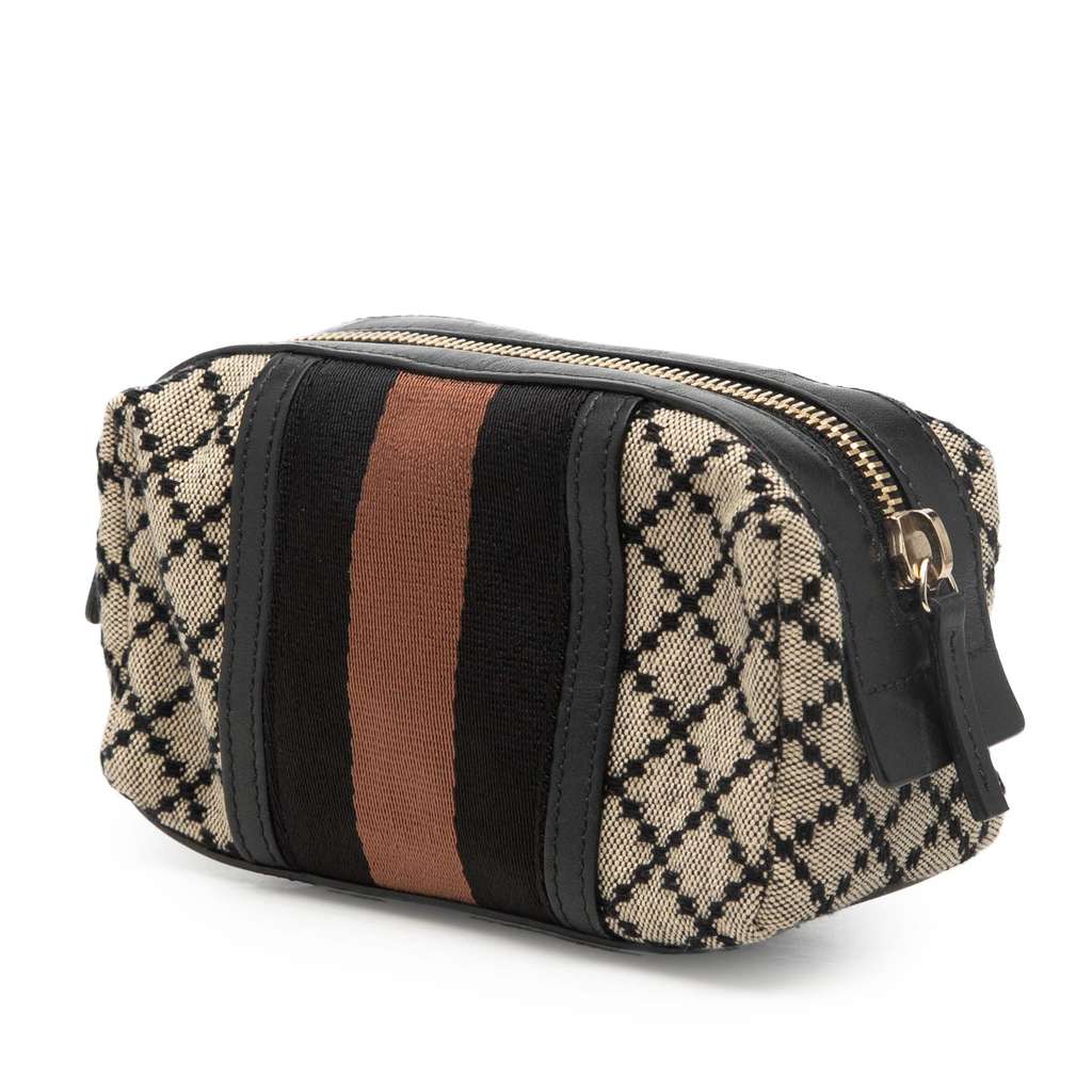 Gucci Diamante Canvas Web Pouch Beige Canvas Good condition - Back View