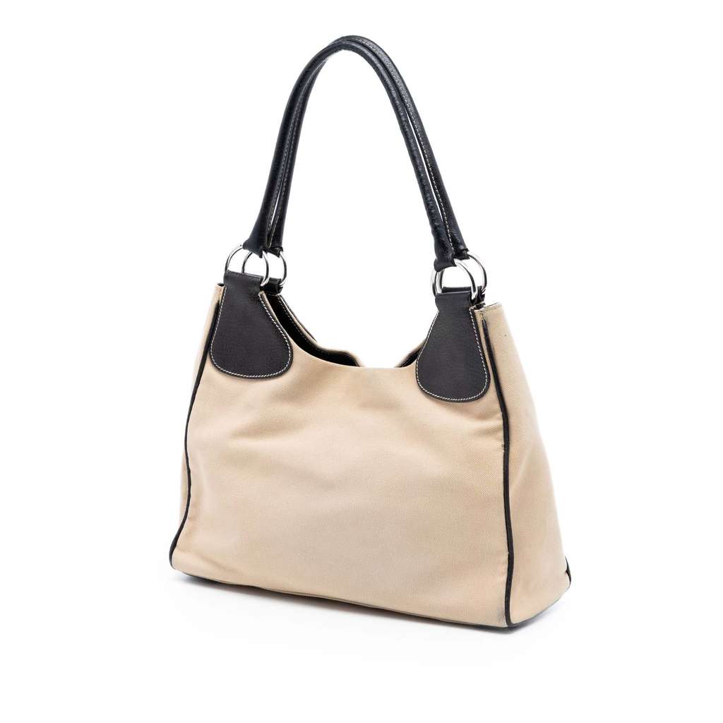 Prada Cinghiale Trimmed Canapa Shoulder Bag Brown Canvas Good condition - Back View