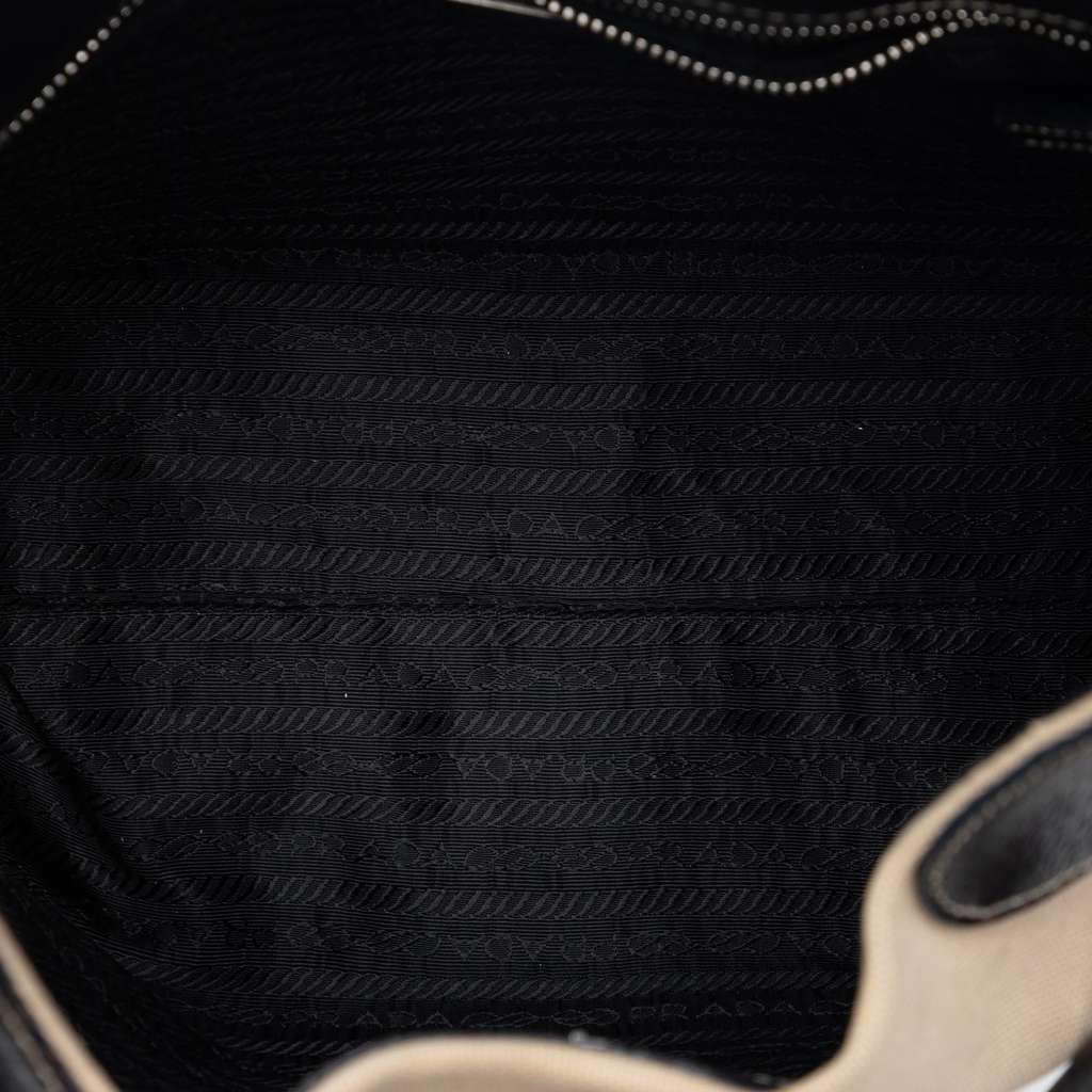 Prada Cinghiale Trimmed Canapa Shoulder Bag Brown Canvas Good condition - Model View