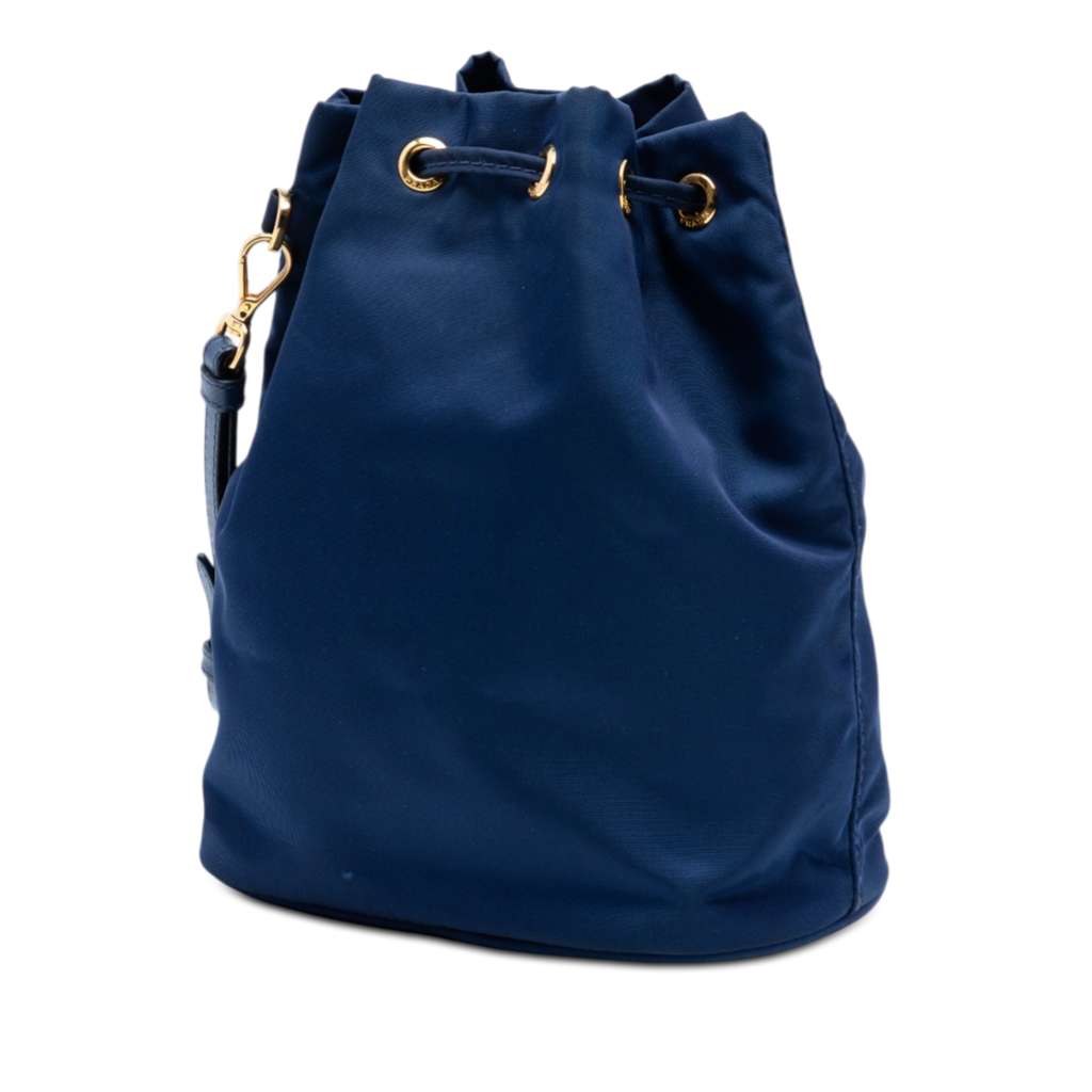 Prada Re-Nylon Drawstring Pouch Blue Good condition - Back View