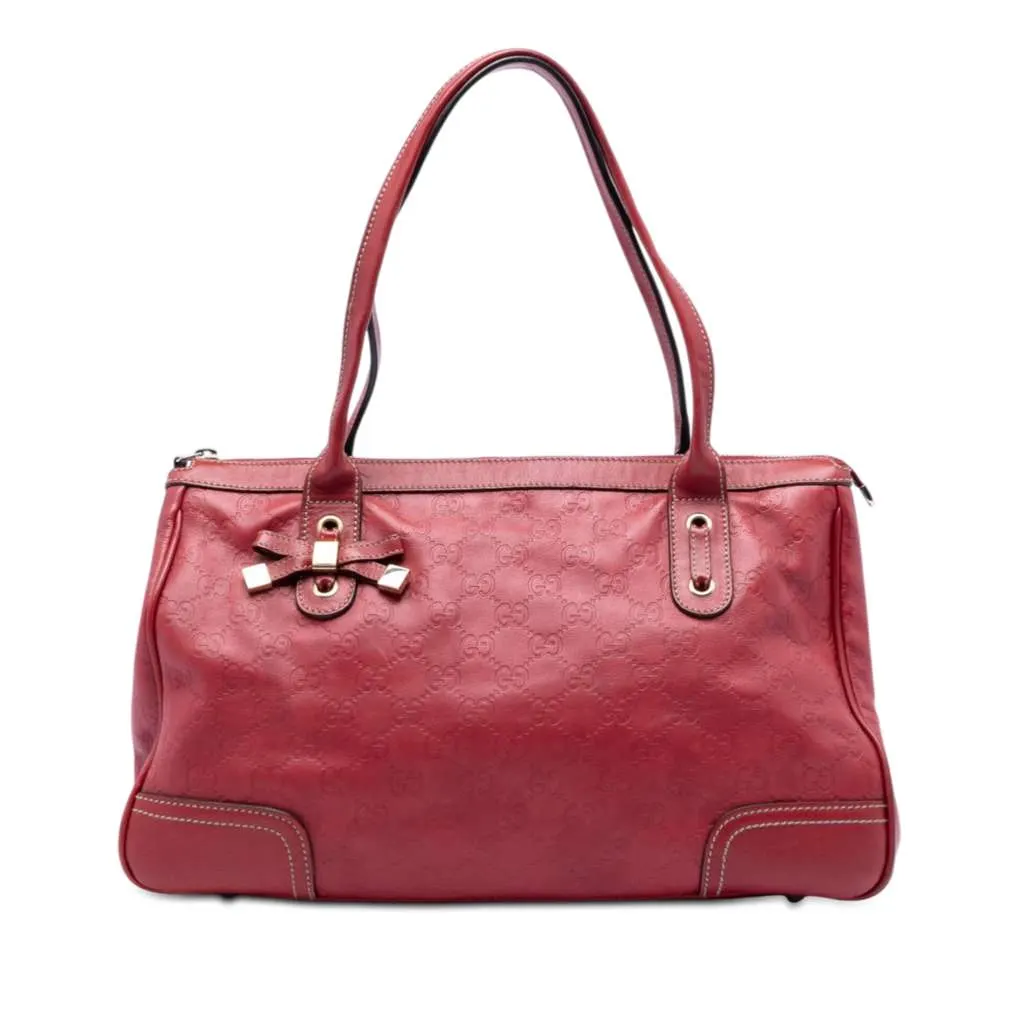Gucci Medium Guccissima Princy Tote Red Leather Very good - Front View