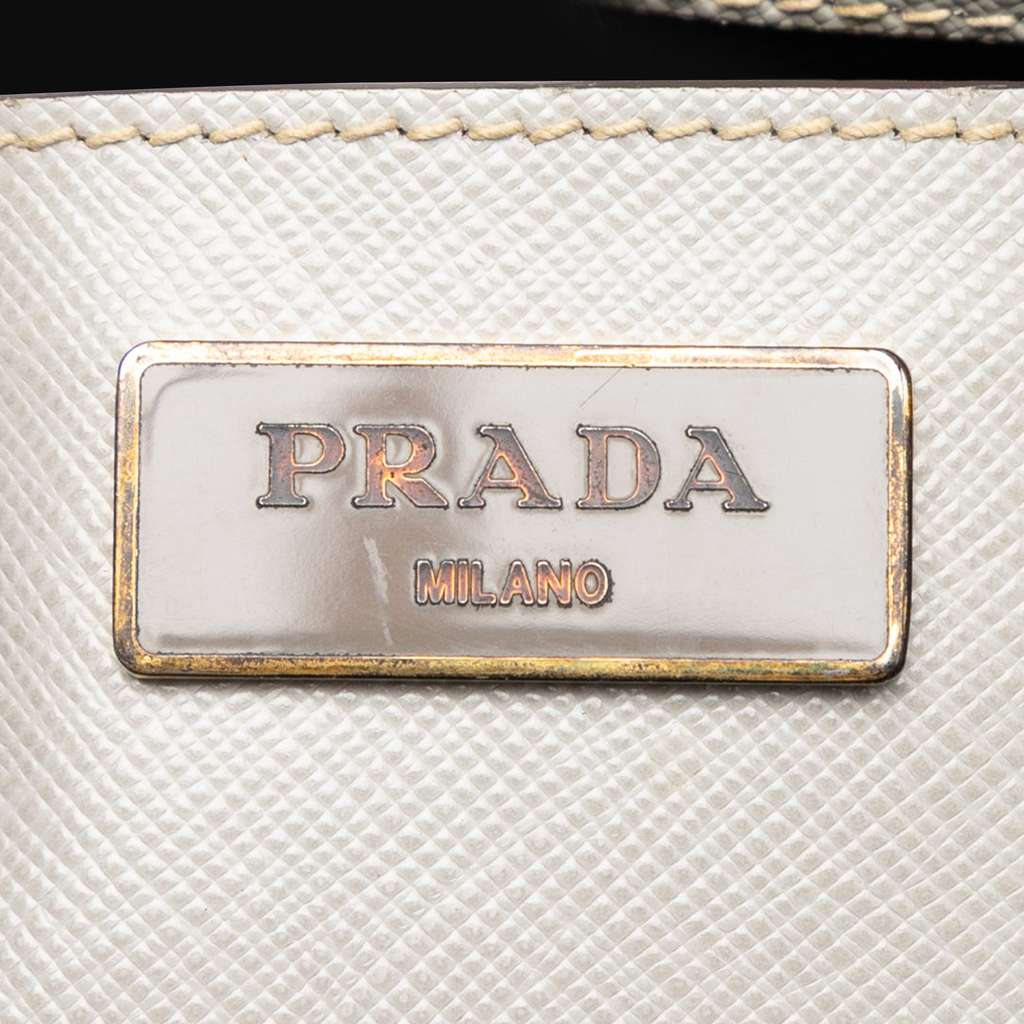 Prada Medium Bicolor Saffiano Lux Galleria Double Zip Satchel Grey Leather Good condition - Box View
