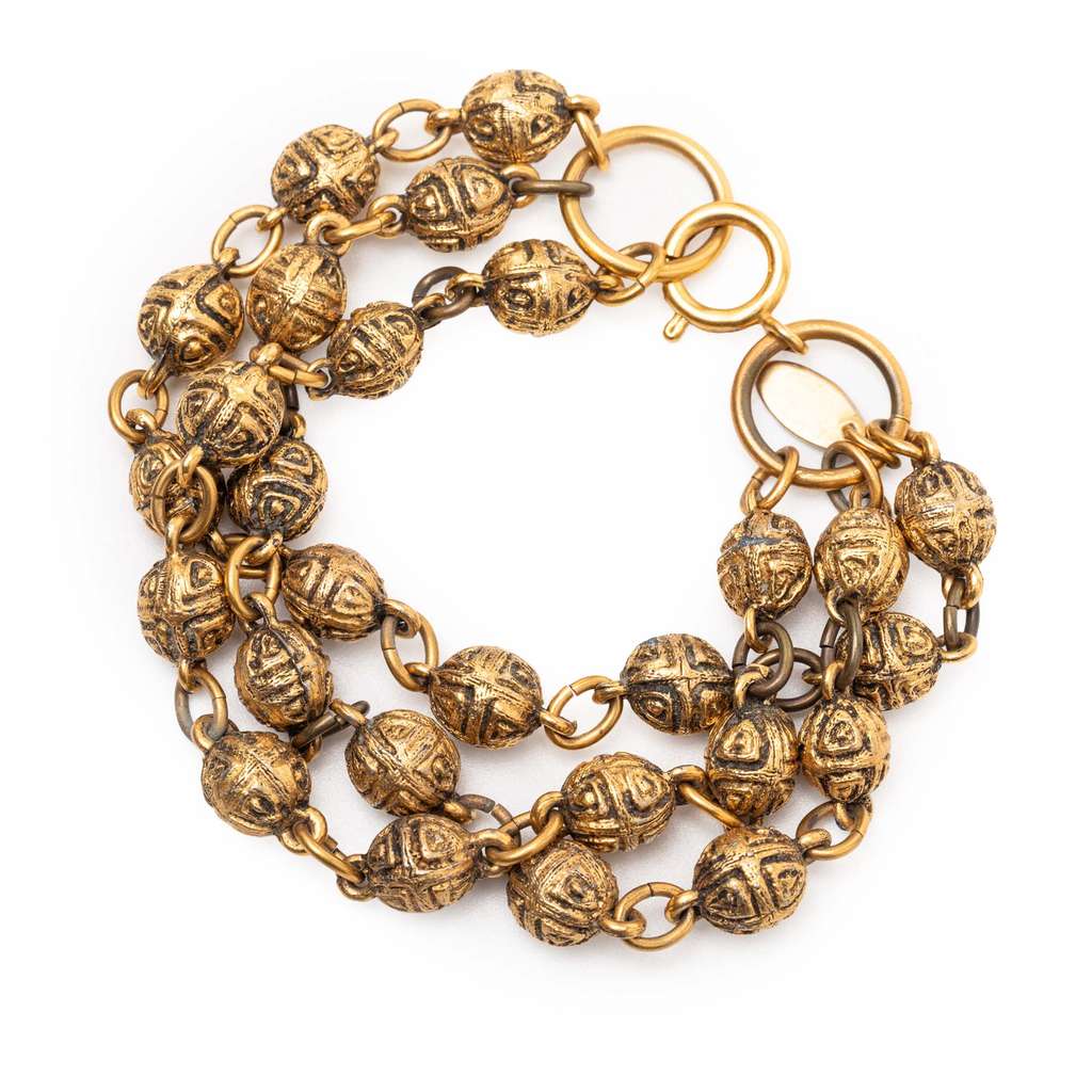 Chanel Gold Plated Beaded Multistrand Bracelet Gold Metal Good condition - Back View