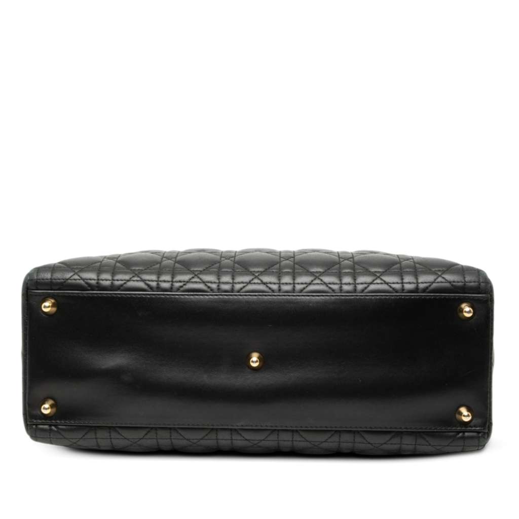 Dior Large Lambskin Cannage Lady Dior Black Leather Good condition - Inside View