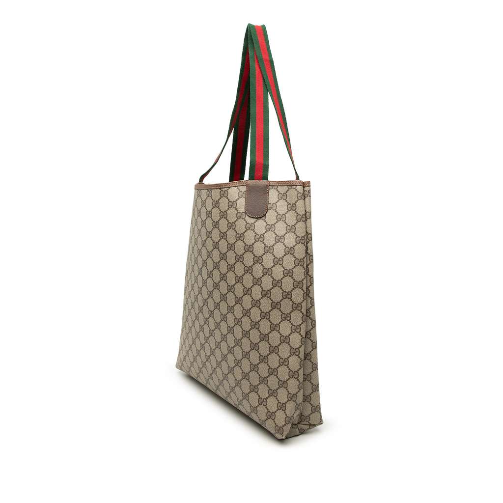 Gucci GG Supreme Web Tote Beige Canvas Good condition - Back View