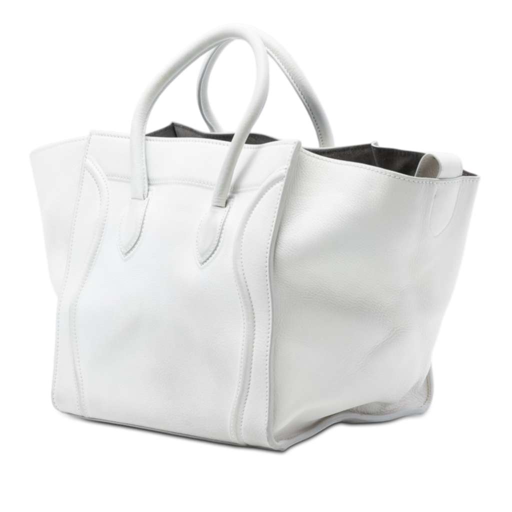 Celine Medium Leather Phantom Luggage Tote White Leather Good condition - Back View