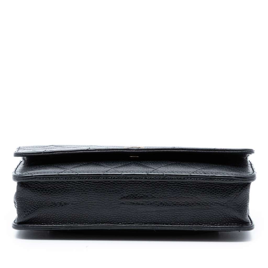 Chanel CC Quilted Caviar Wallet on Chain Black Leather Good condition - Inside View