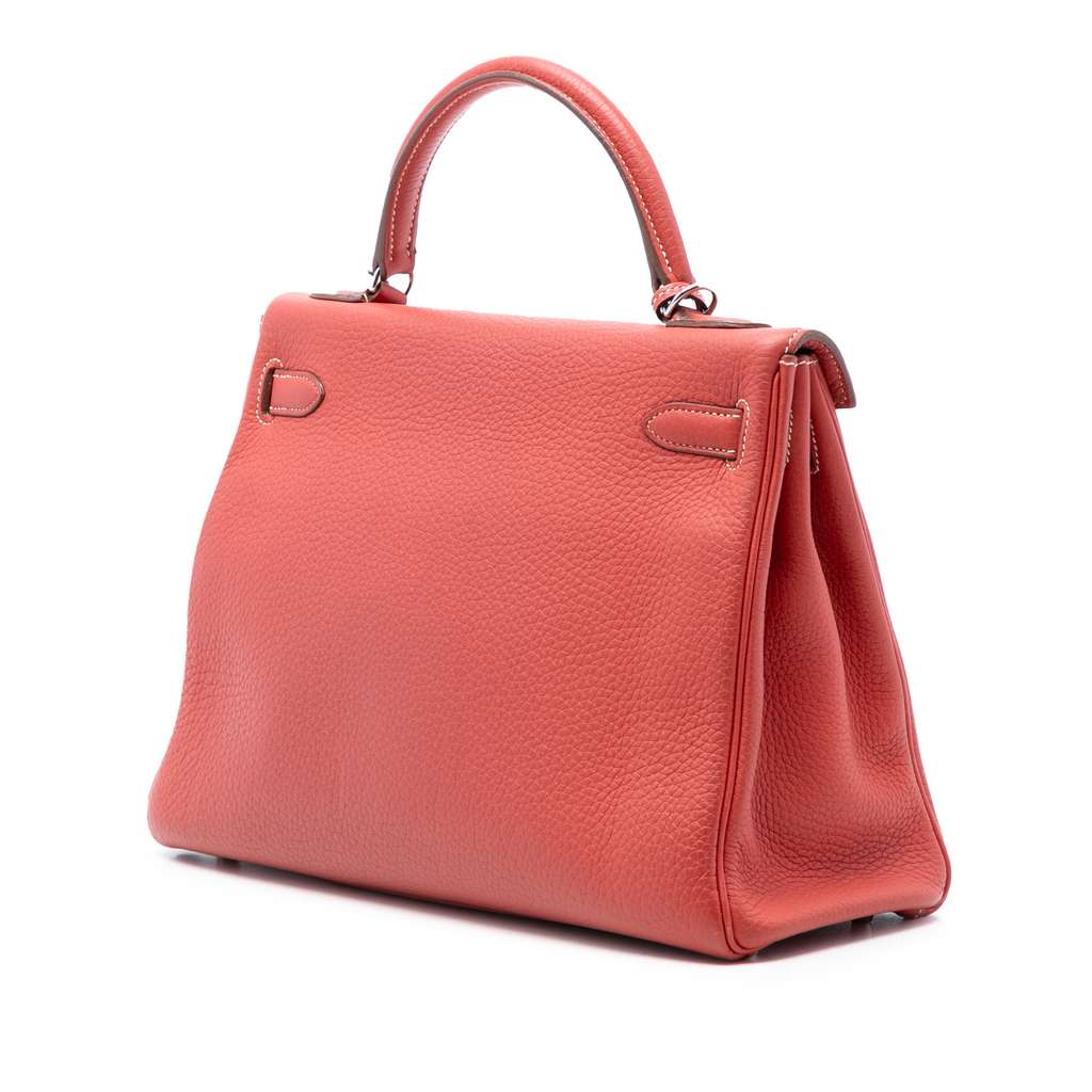 Hermès Clemence Kelly II Retourne 32 Orange Leather Good condition - Back View