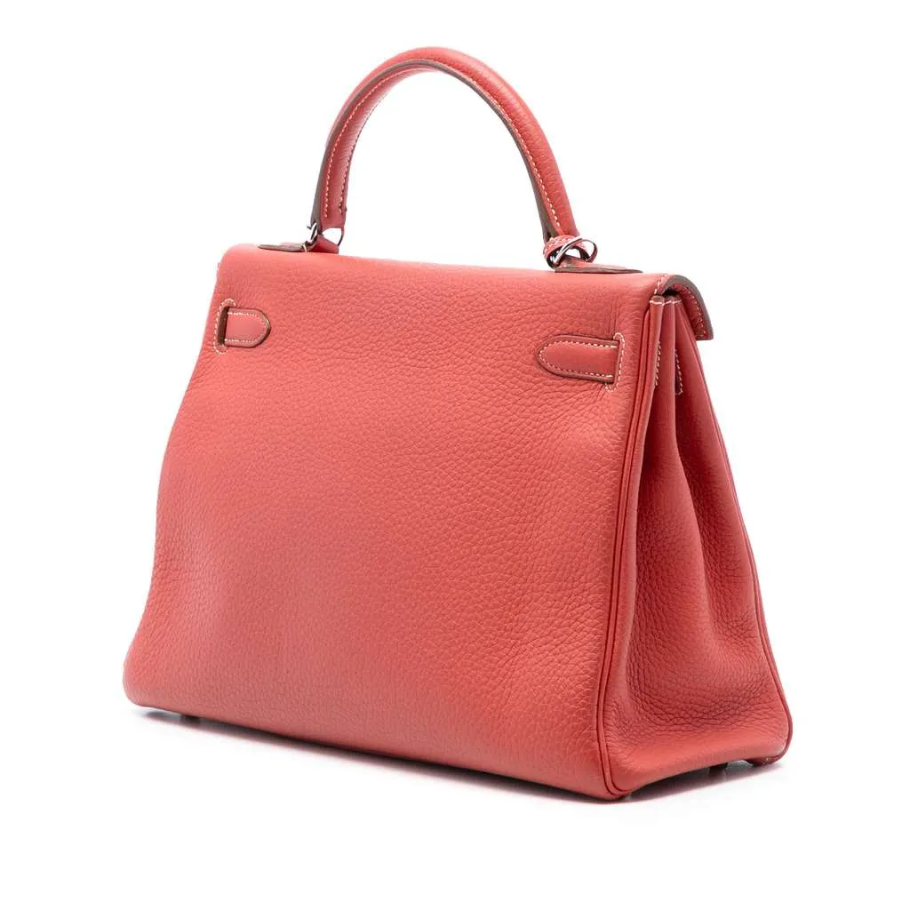 Hermès Clemence Kelly II Retourne 32 Orange Leather Very good - Back View