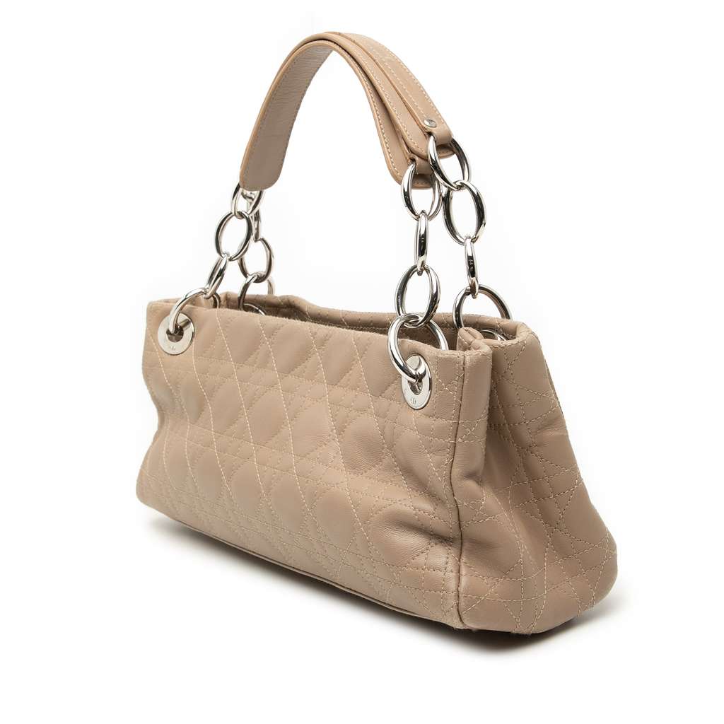 Dior Lambskin Cannage Lady Dior East West Soft Chain Tote Beige Leather Good condition - Back View