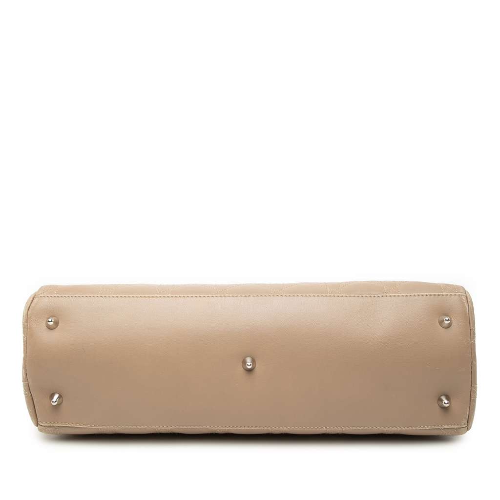 Dior Lambskin Cannage Lady Dior East West Soft Chain Tote Beige Leather Good condition - Inside View