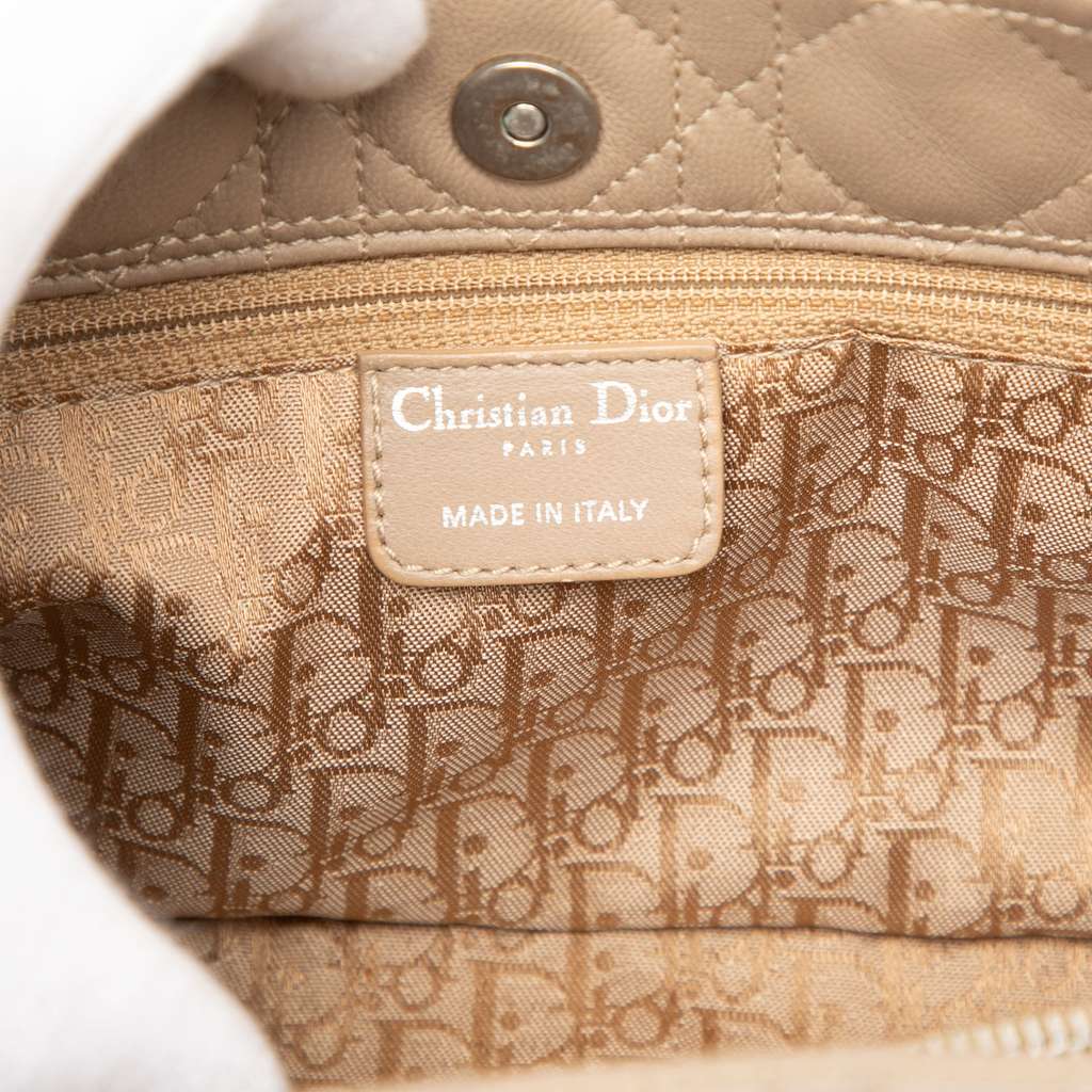 Dior Lambskin Cannage Lady Dior East West Soft Chain Tote Beige Leather Good condition - Box View