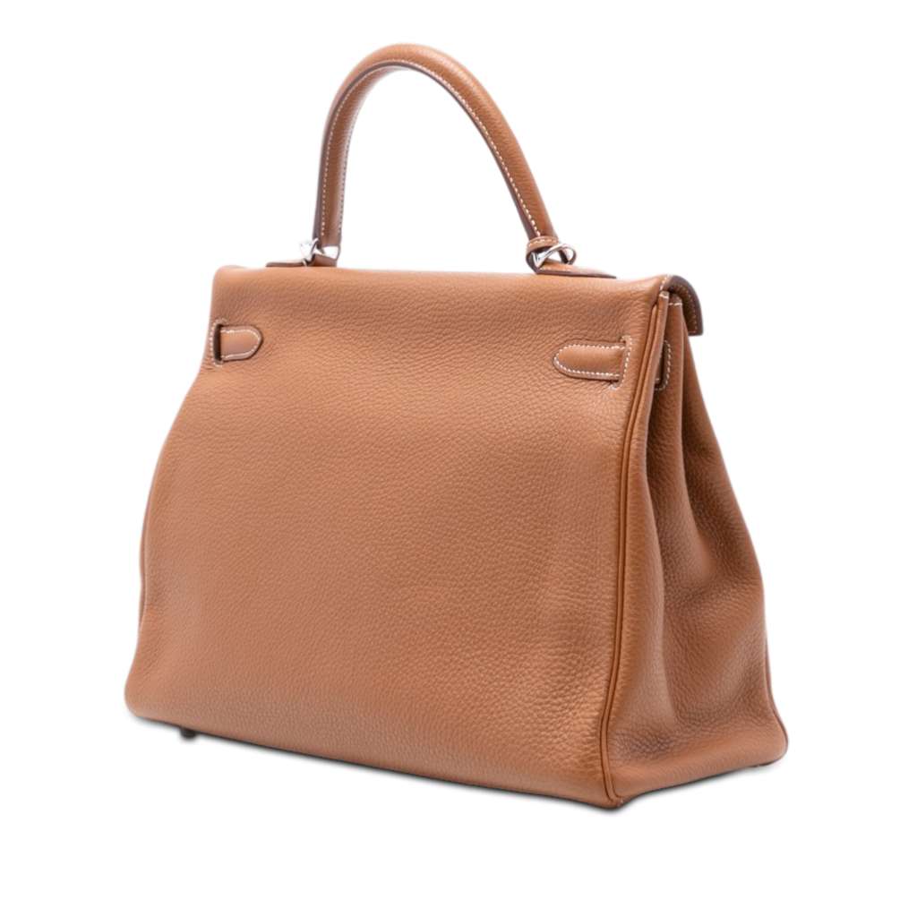 Hermès Clemence Kelly II Retourne 35 Brown Leather Good condition - Back View