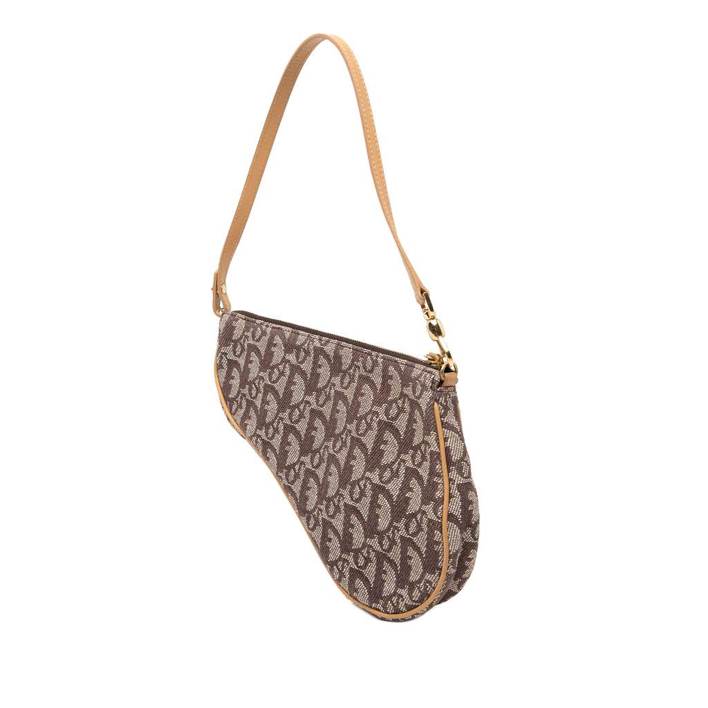 Dior Mini Diorissimo Canvas Saddle Pochette Brown Canvas Good condition - Back View