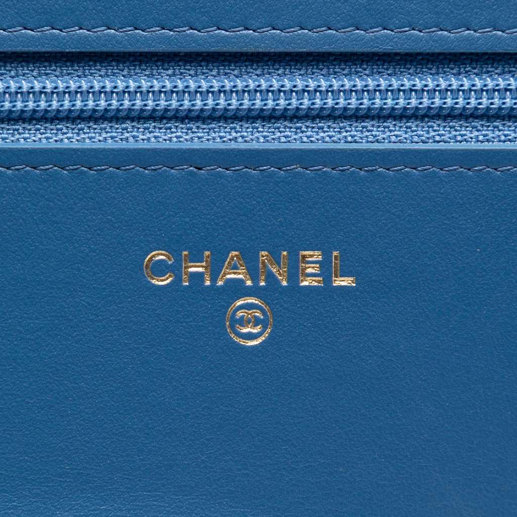 Chanel Denim 19 Flap Wallet On Chain Blue Denim Good condition - Box View