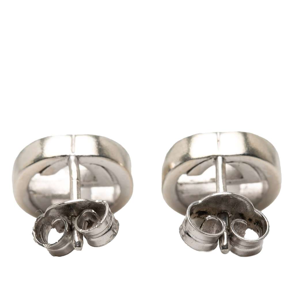 Gucci Sterling Silver Interlocking G Push Back Earrings Silver Silver Good condition - Back View