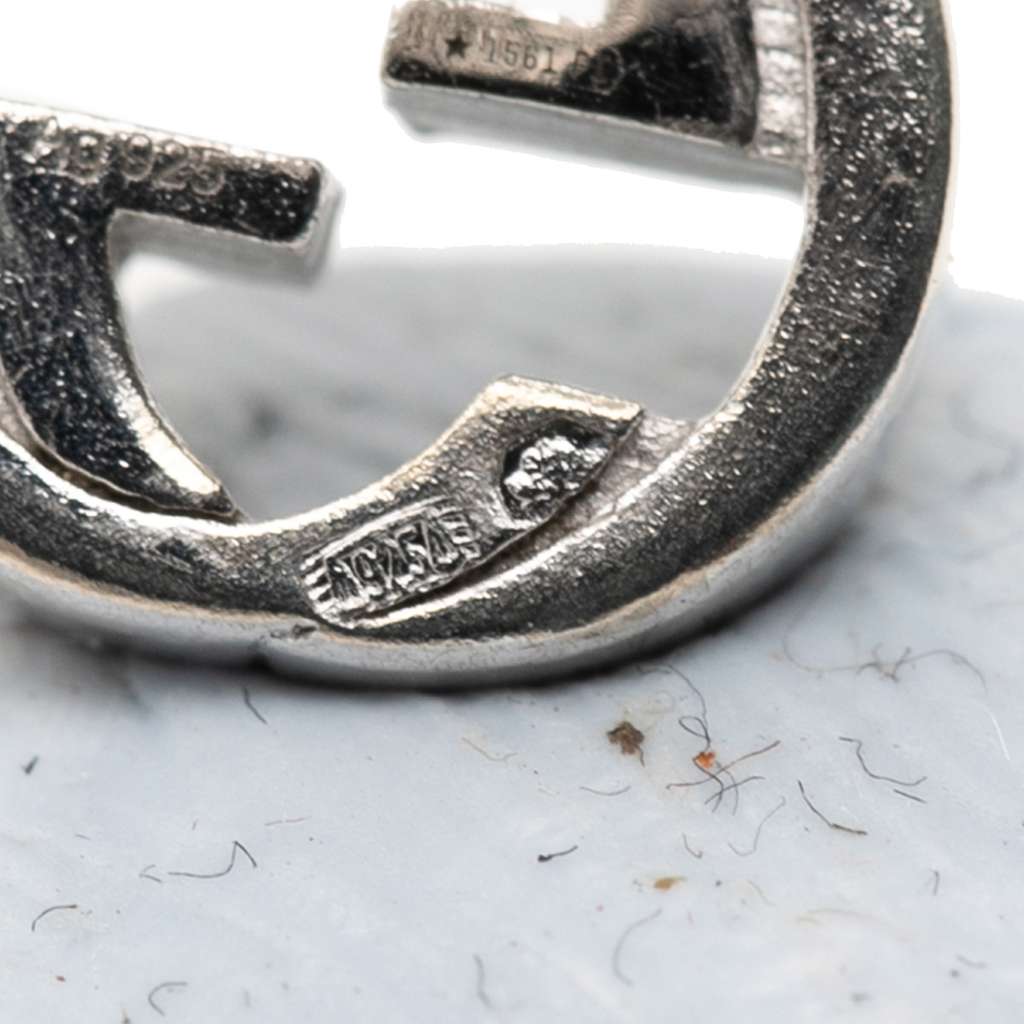 Gucci Sterling Silver Interlocking G Push Back Earrings Silver Silver Good condition - Inside View