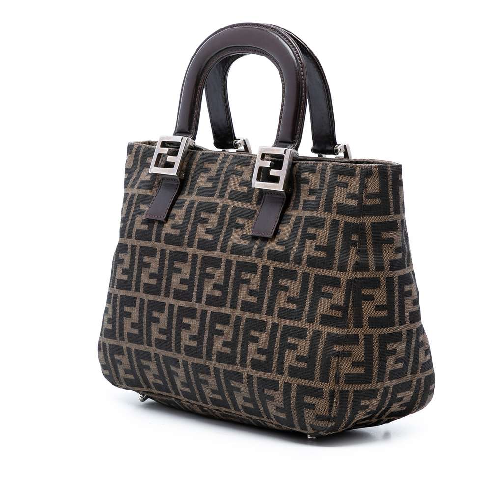 Fendi Small Zucca Canvas Twins Tote Brown Canvas Good condition - Back View