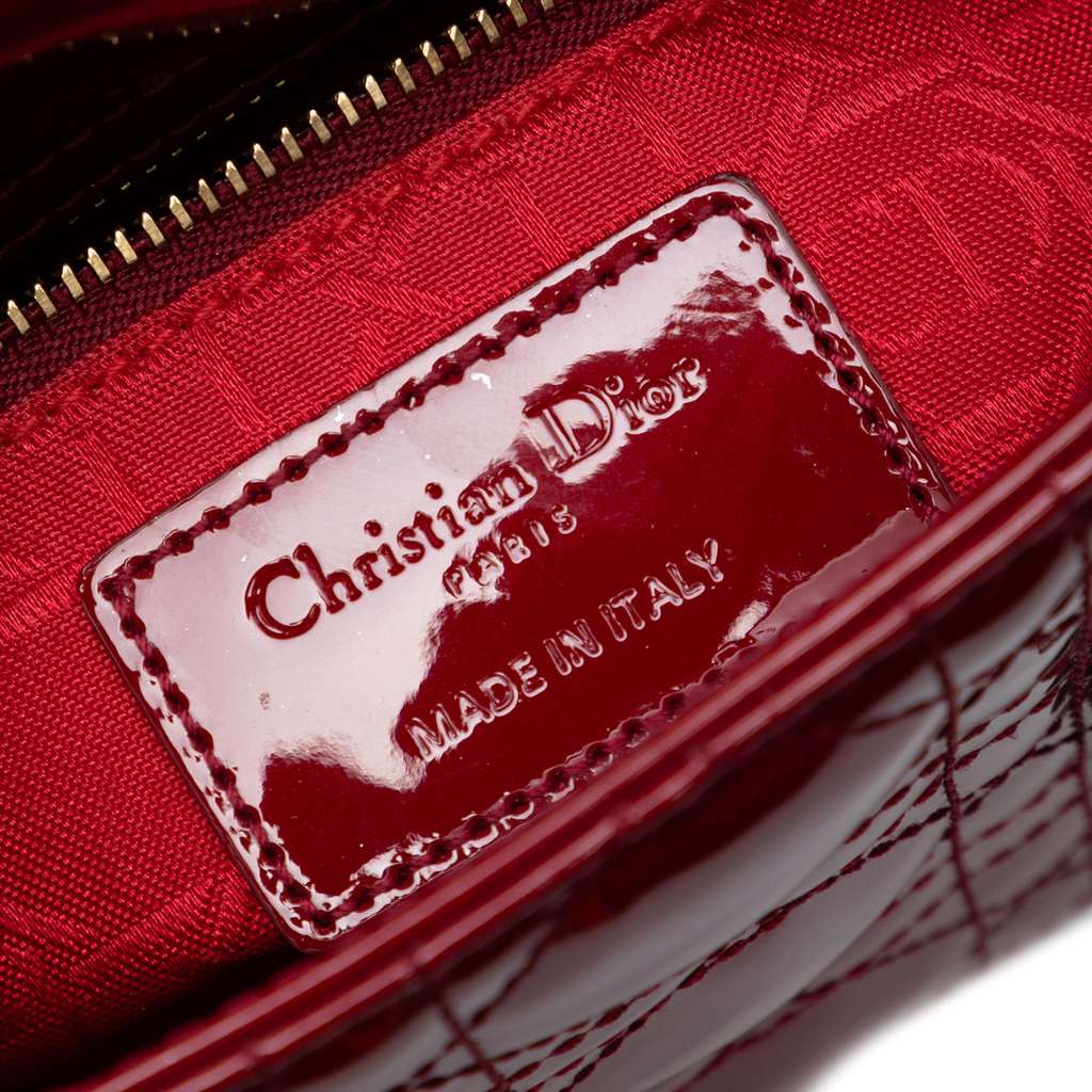 Dior Mini Patent Cannage Lady Dior Red Leather Good condition - Box View