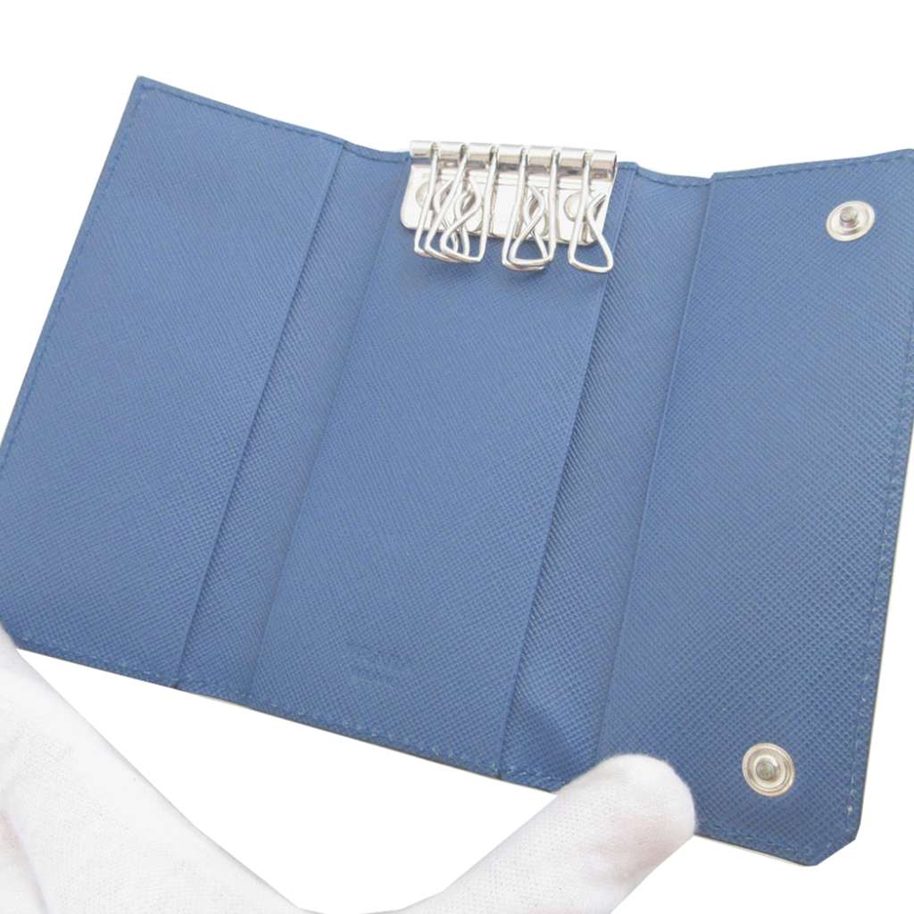 Prada Saffiano Key Holder Blue Leather Good condition - Inside View
