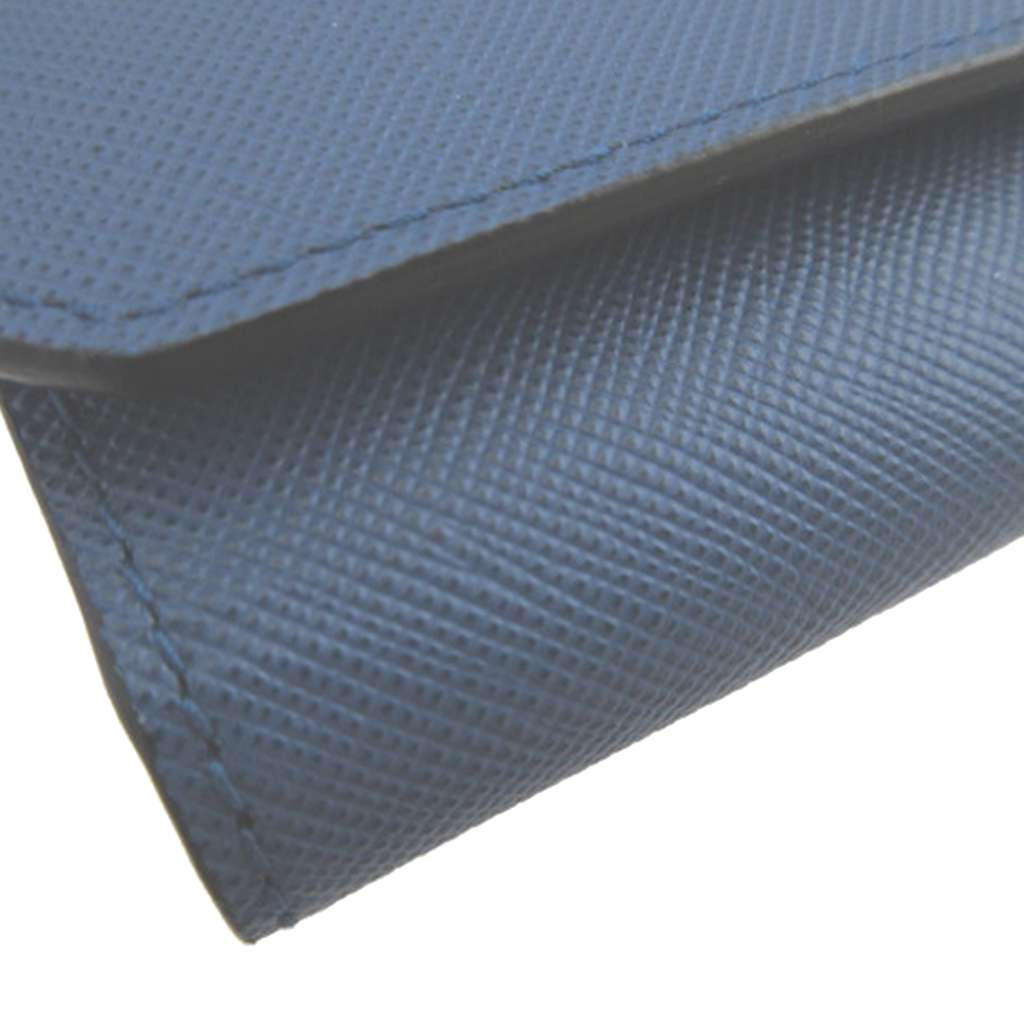 Prada Saffiano Key Holder Blue Leather Good condition - Box View